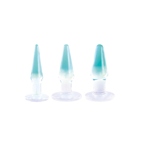 Glitzy Trainer 3 in 1 PVC Anal Plug Kit 4.5" - Transparent Green