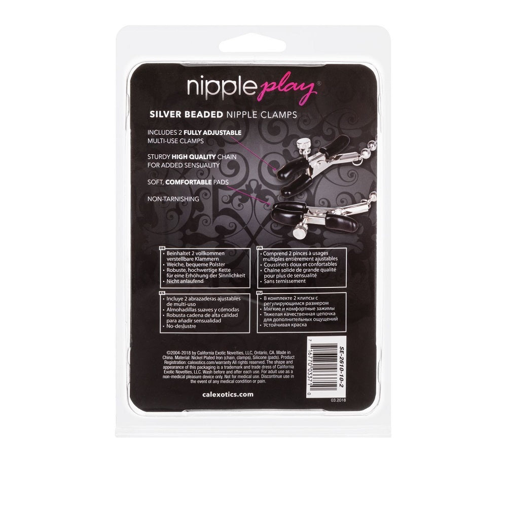 Nipple Play Silver Beaded Nipple Clamps Silver