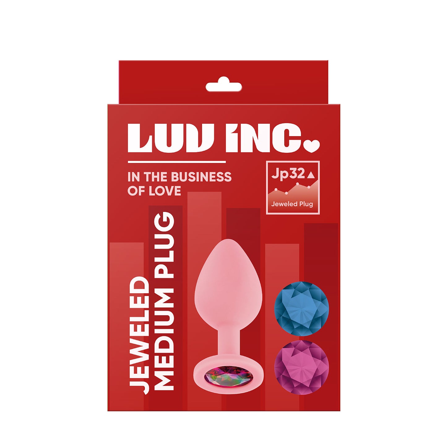 Jp32: JEWELED MEDIUM PLUG W/ 3 STONES - LIGHT PINK