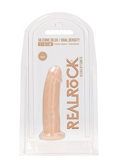 Silicone Dual Density Dildo Without Balls 6 Inch Flesh