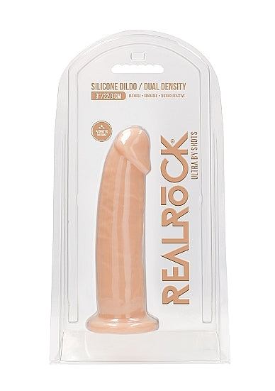 Silicone Dual Density Dildo Without Balls 9 Inch Black