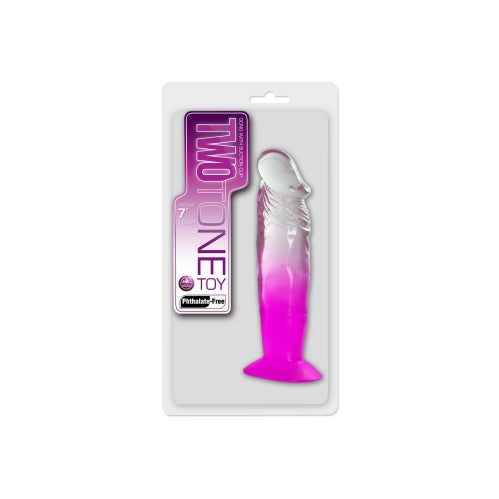 Two Tone 7" PVC Dong in Clear/Purple (Without Balls)