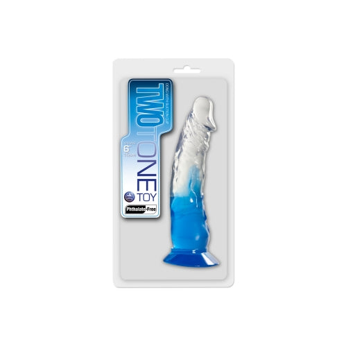 Two Tone 6" PVC Dong in Clear/Blue (Without Balls)