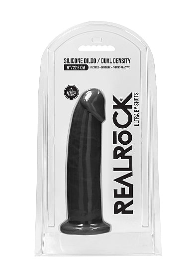 Silicone Dual Density Dildo Without Balls 9 Inch Black