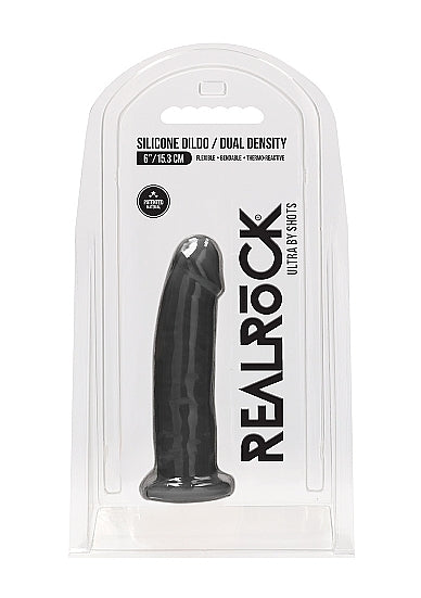 Silicone Dual Density Dildo Without Balls 6 Inch Flesh