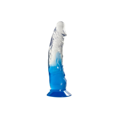 Two Tone 6" PVC Dong in Clear/Blue (Without Balls)