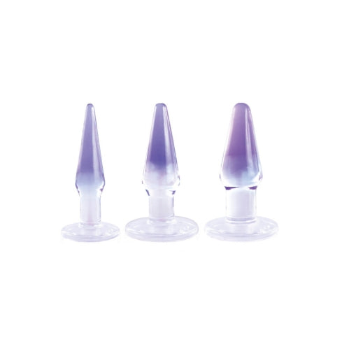 Glitzy Trainer 3 in 1 PVC Anal Plug Kit 4.5" - Transparent Purple