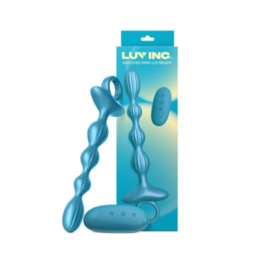 Gr41: Grooved Ring Luv Beads - Metallic Blue