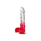 Two Tone 8" PVC Dong in Clear/Red (With Balls)