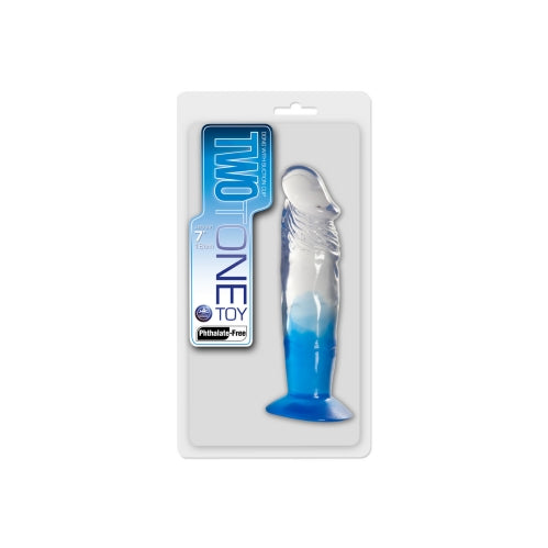 Two Tone 7" PVC Dong in Clear/Blue  (Without Balls)