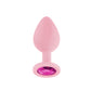 Jp32: JEWELED MEDIUM PLUG W/ 3 STONES - LIGHT PINK