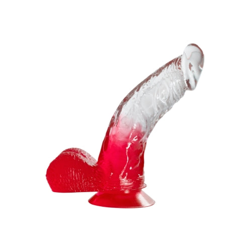 Two Tone 6" PVC Dong in Clear/Red (With Balls)
