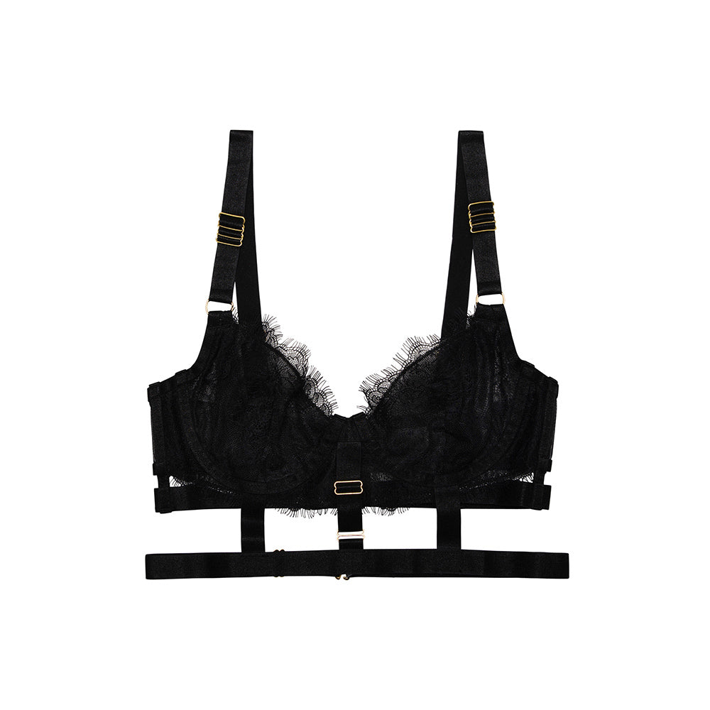 Hustler Pamela Lace Cage Bra with Hardware Detail