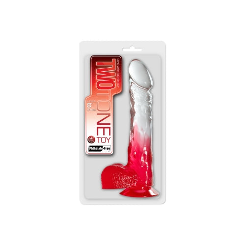 Two Tone 8" PVC Dong in Clear/Red (With Balls)
