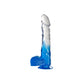 Two Tone 8" PVC Dong in Clear/Blue (With Balls)