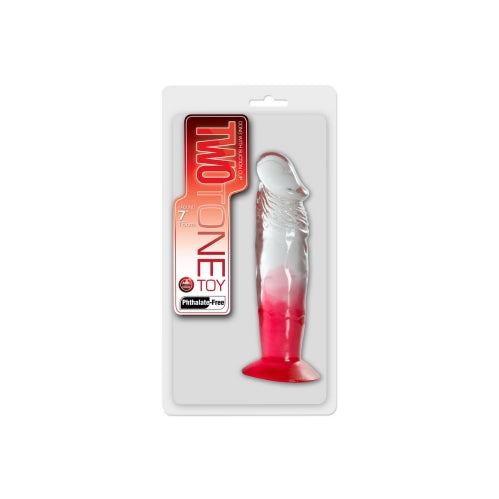 Two Tone 7" PVC Dong in Clear/Red (Without Balls)