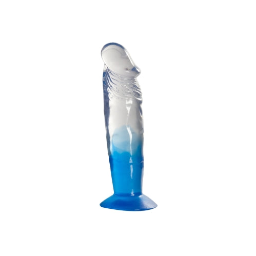Two Tone 7" PVC Dong in Clear/Blue  (Without Balls)
